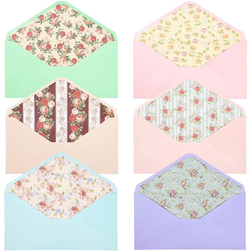 Paper Junkie 60 Sheets Vintage Floral Stationary with 30 Envelopes, Letter Writing Paper for Poems, Thank You Notes, Pen Pal, Scrapbook, Calligraphy (6 Designs, 10.2 x 7.25 In) - Image 3
